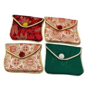 Unique Asian  Handmade Vintage Small Change Coin  /Ring/ Jewelry Purse (4) Total